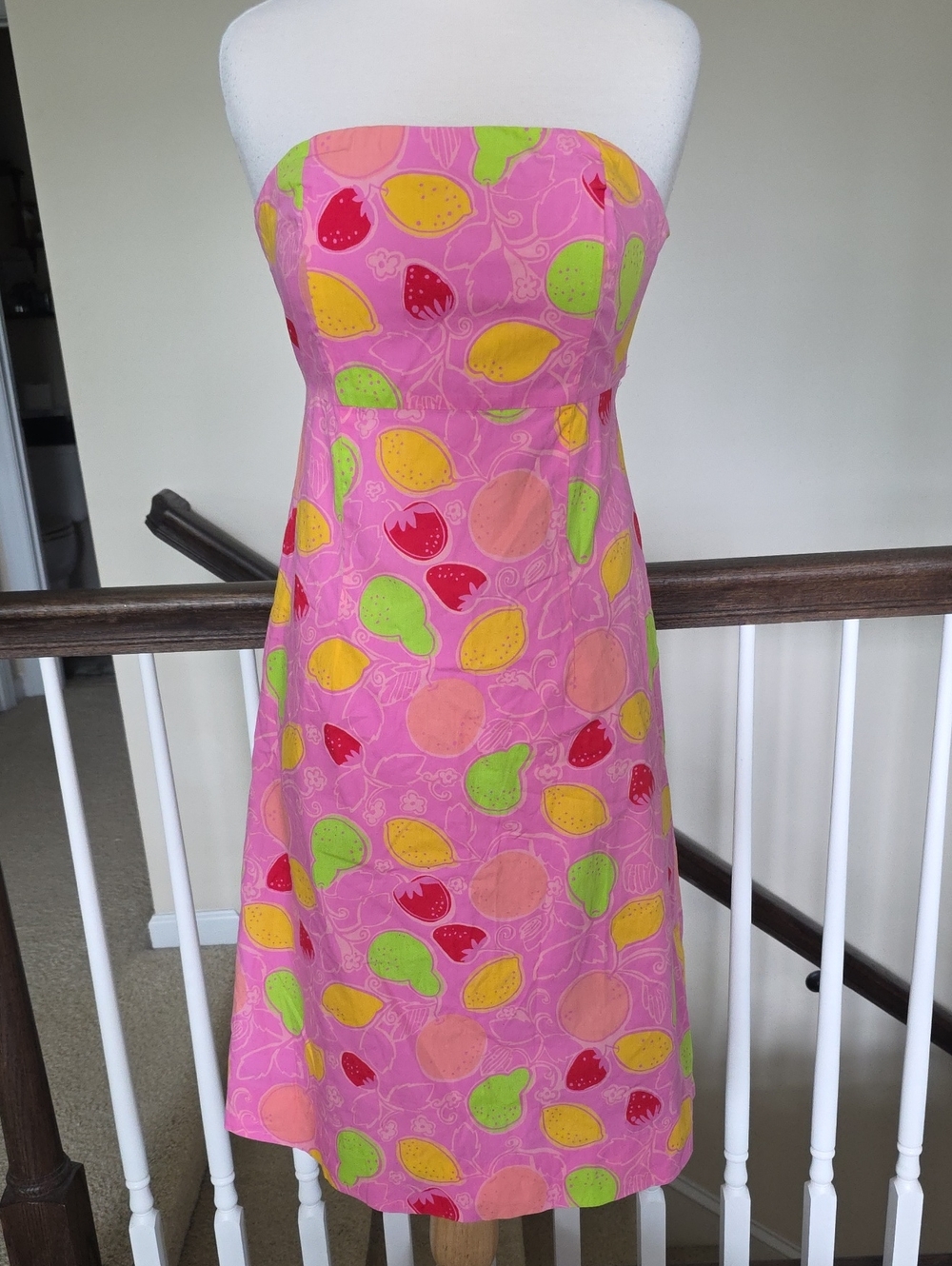 Lilly Pulitzer Pink Strapless Fruit-Print Sundress
